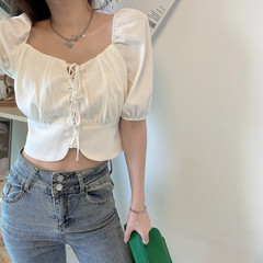 French shirt women's summer design sense of small number of short chic Shirt New Short Sleeve Top