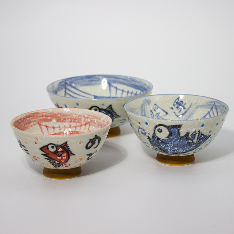 日本原装进口餐具美浓烧陶瓷碗日式家用饭碗和式米饭碗 开运鲷鱼