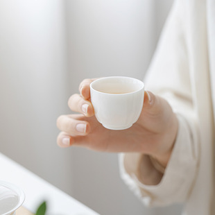 羊脂玉茶杯功夫茶个人墨竹品茗杯德化白瓷余音杯子陶瓷纯白主人杯