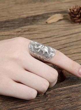 复古泰银时尚戒指夸张做旧可调节