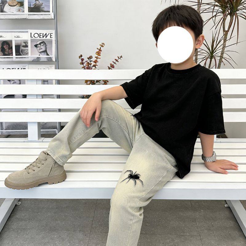 黄泥色牛仔裤童装休闲直筒男裤2026春秋季美式加绒宽松阔腿裤儿童,童装/婴儿装/亲子装,儿童牛仔裤,淘宝优惠券,粉丝福利购,淘宝优惠卷