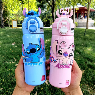 迪士尼联名款儿童保温杯双饮吸管水杯高颜值女孩可爱杯子上学专用