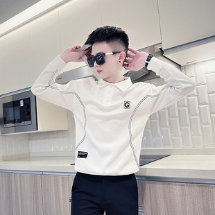 小码男装POLO领卫衣小版修身长袖T恤矮个子上衣XS码S春秋衣服外套