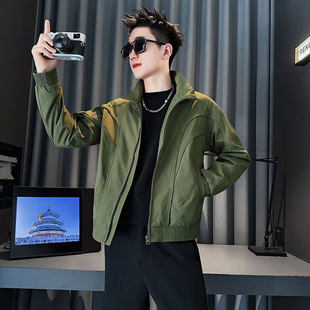痞帅小码男士工装外套短款XS码S号矮个子潮牌立领宽松休闲夹克