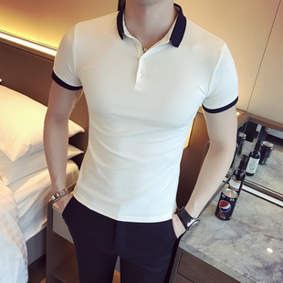 小码纯色翻领短袖T恤男夏季S号XS码拼接休闲polo衫小个子男生半袖