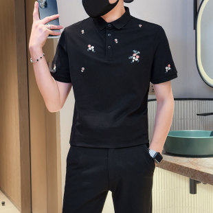男装 潮流翻领t恤S号XS休闲体恤短袖 夏季 刺绣polo衫 韩版 小个子小码