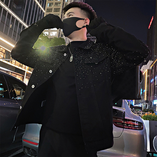 小码男装秋冬社会小伙镶钻渐变工艺牛仔夹克S号XS码韩版时尚外套