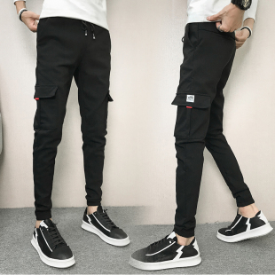 春装韩版青年休闲裤潮男修身小码26码27码裤子工装小脚长裤子S