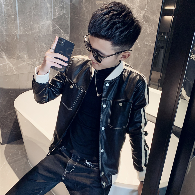 小码矮小网红网红皮夹克机车