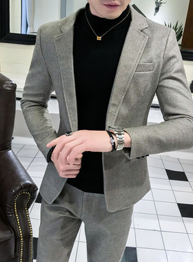 矮个子小码s号修身短款呢料西服