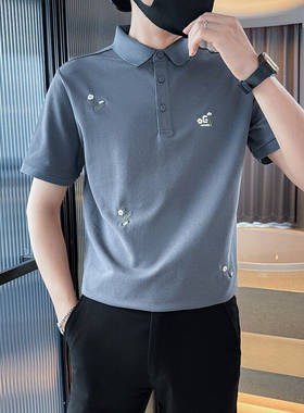 夏季休闲刺绣polo衫翻领社会小伙小码T恤xs小码小号商务短袖男160