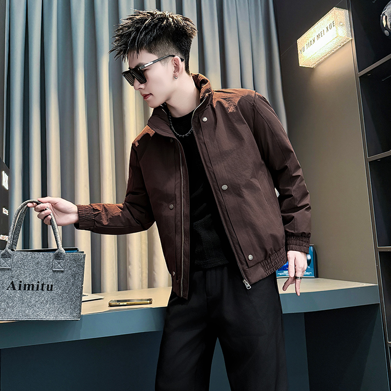 155矮个子冬装小码XS加厚棉衣男生短款修身棉袄保暖简约棉服外套