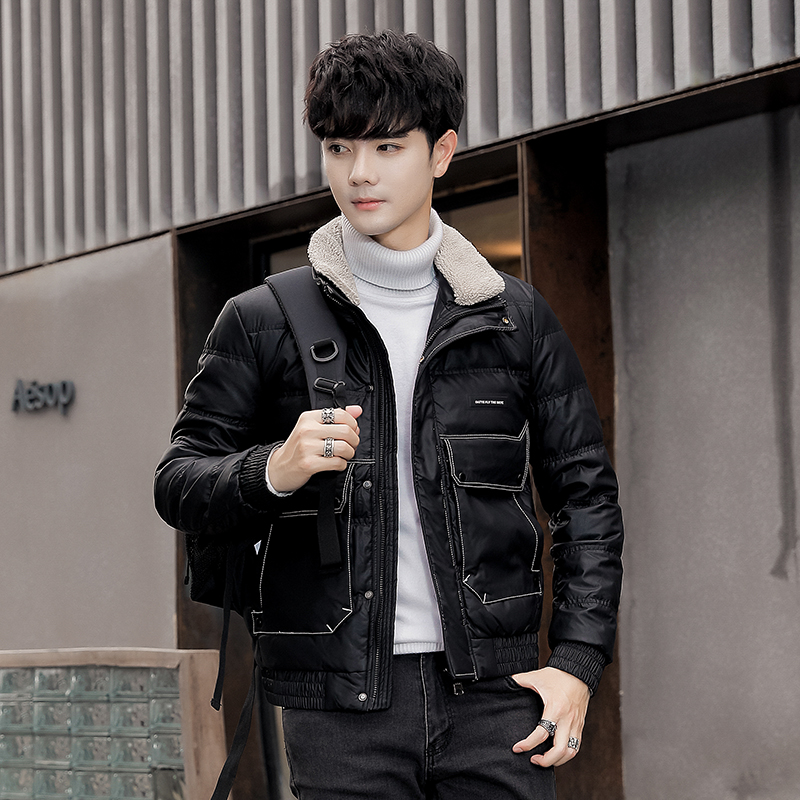 毛领男青年白鸭绒羽绒服