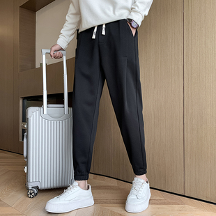 秋冬款矮小个S号XS小码加绒休闲裤男纯色宽松卫裤束脚运动裤子