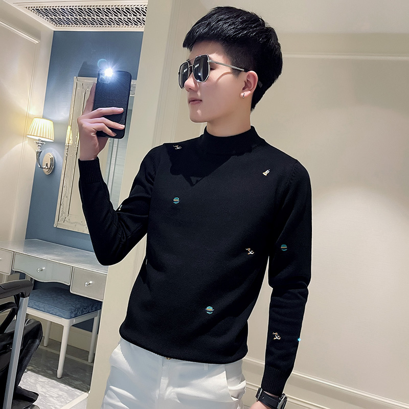 155矮小个子S号XS小码修身毛衣社会小伙针织衫半高领毛线衣男潮