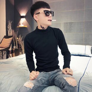 小码男装秋冬打底衫XS码半高领修身矮小个子针织衫155韩版毛衣S号