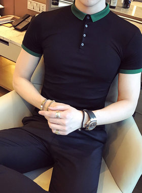 小码撞色翻领短袖T恤男夏季S号XS码小版修身polo衫小个子男生半袖