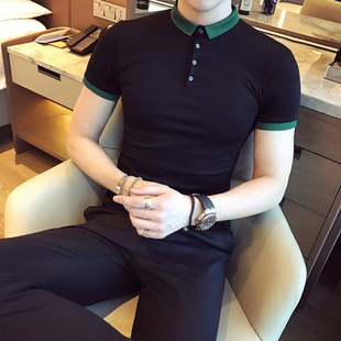 小码撞色翻领短袖T恤男夏季S号XS码小版修身polo衫小个子男生半袖