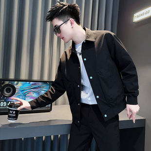 小个子纯色休闲夹克衫春秋小码男装XS号S款160短上衣百搭简约外套