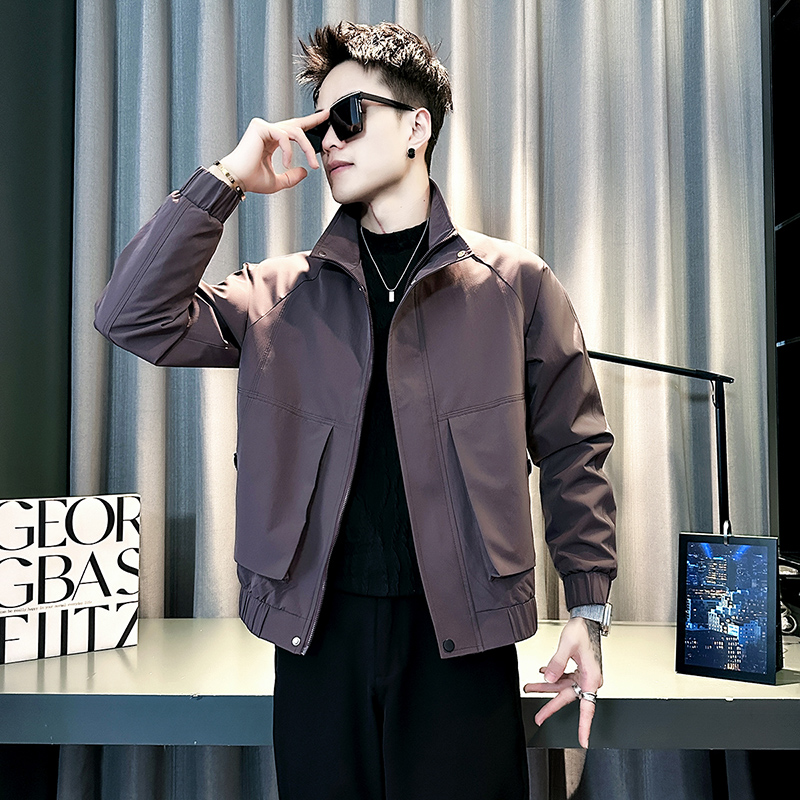 XS155小码男装矮小个子外套男秋季薄款夹克简约百搭S号立领上衣潮