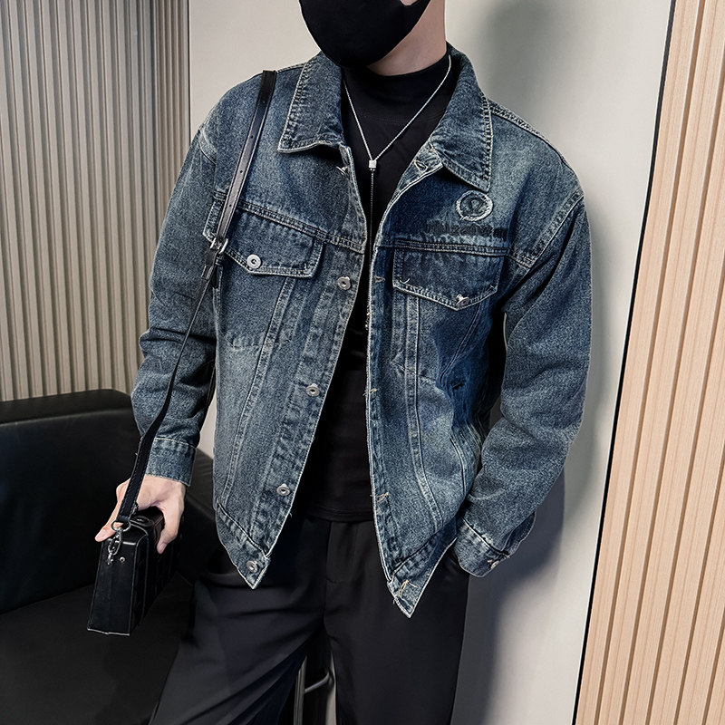青年春季新款XS牛仔夹克外套男时尚百搭S休闲小个子155小版上衣潮