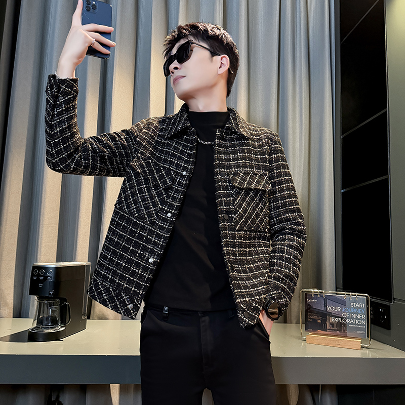 小码男装155瘦人矮个子XS号修身S款160秋冬妮子夹克上衣毛呢外套