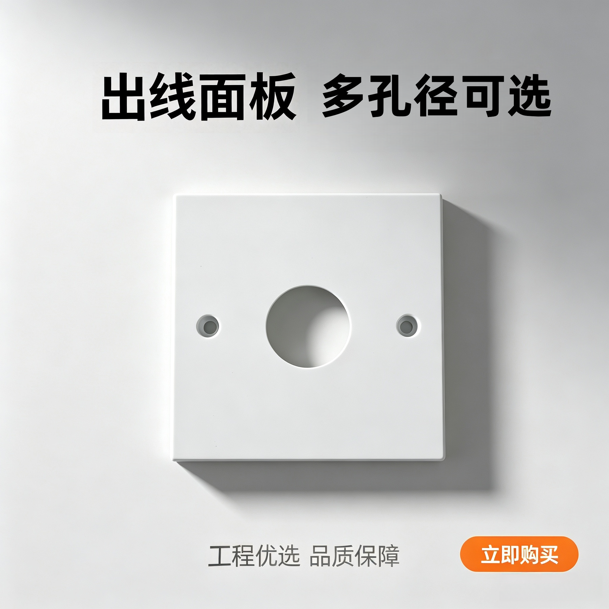 【80个装】空白面板带出线孔盖板86型穿线管20孔22孔25孔穿孔白板