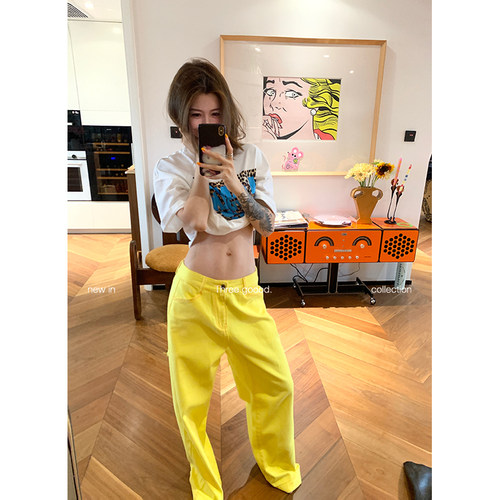 星星贴布彩色牛仔裤趣味俏皮休闲