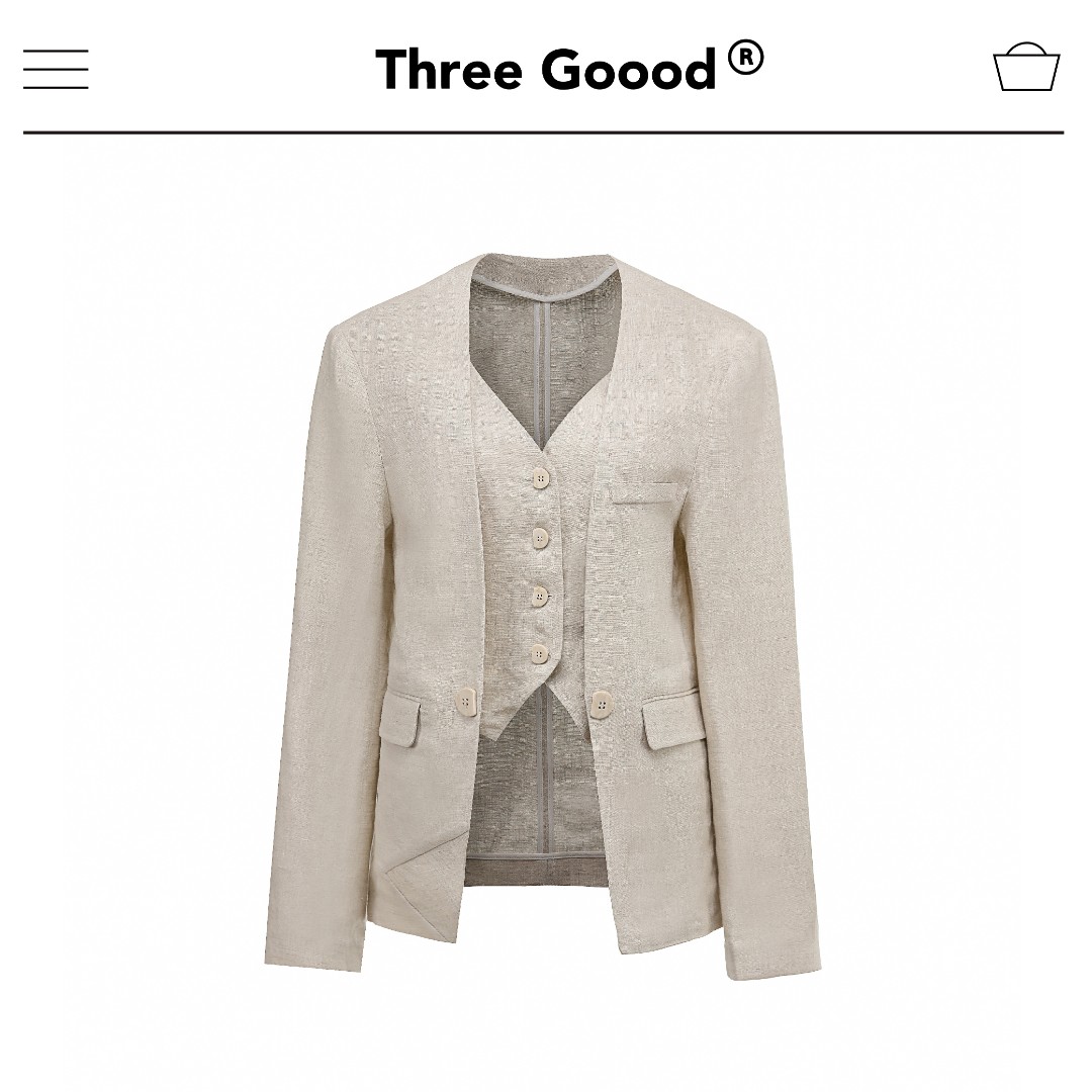 三吉常规长袖假两件西装