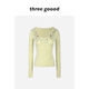 钻语眠星 THREE GOOOD殷三吉 V领烫钻羊毛打底针织上衣