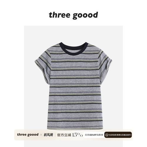THREEGOOOD殷三吉条纹T恤