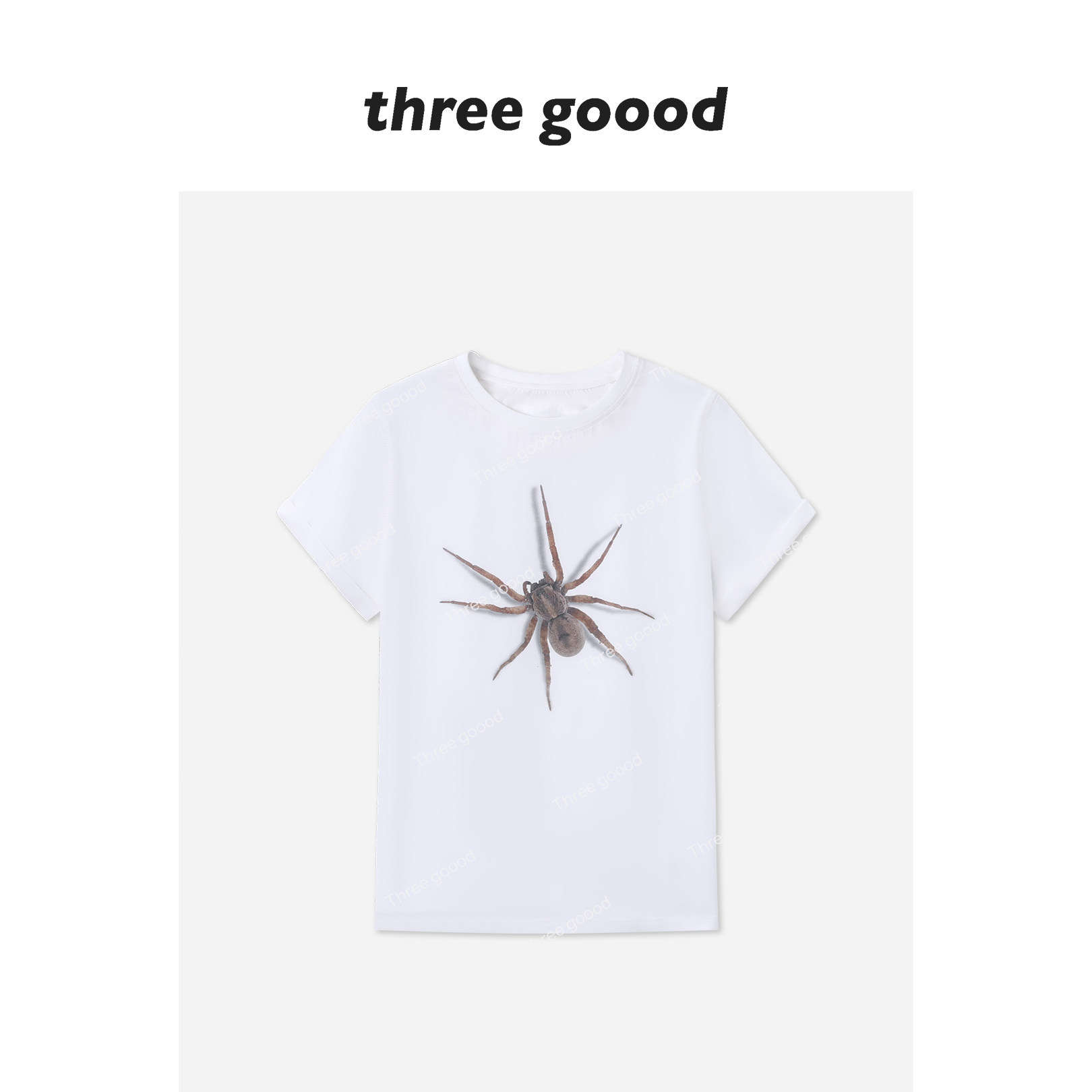 THREE GOOOD殷三吉 3D时尚印花蜘蛛T恤女短袖内搭Y725Y21335