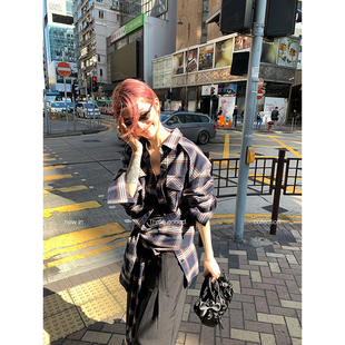 时尚 THREE GOOOD殷三吉胶片定格早春中长款 长袖 Y725C0011 格子衬衫