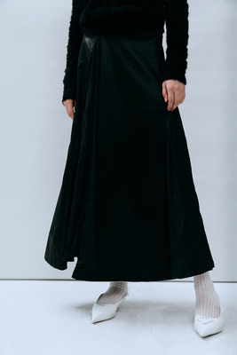 THREE GOOOD殷三吉D雅致之舞显瘦优雅通勤拼接无腰半裙 SQ230711