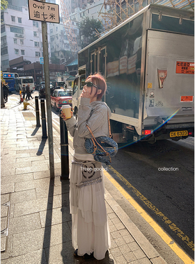 THREE GOOOD殷三吉春日小调设计感卫衣拼接半身裙Y725G00218