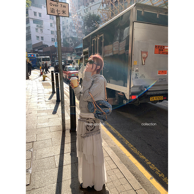 THREE GOOOD殷三吉春日小调设计感卫衣拼接半身裙Y725G00218