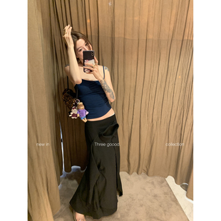 THREE GOOOD殷三吉【解构美学】衬衫拼接半裙!黑色设计感半身裙