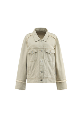 THREE GOOOD殷三吉模糊雪季毛边牛仔外套DSW240319