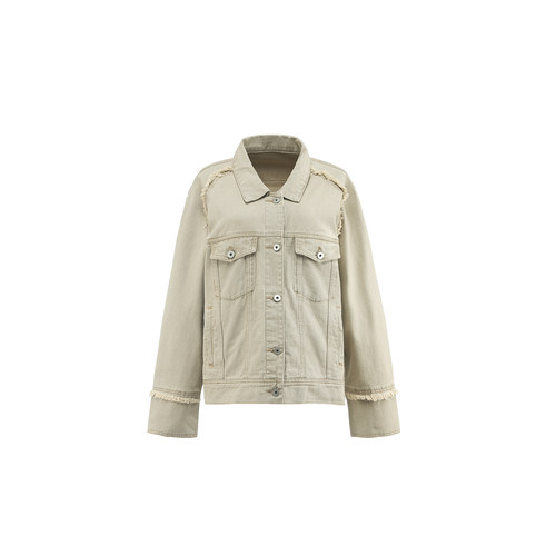 THREE GOOOD殷三吉模糊雪季毛边牛仔外套DSW240319