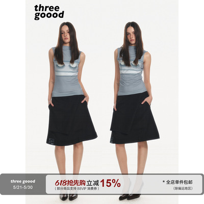 THREEGOOOD倒置腰头梭织半裙
