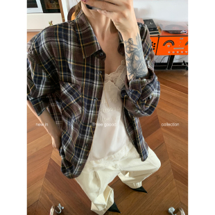 纽扣撞色流苏设计格子衬衫 回忆胶卷 GOOOD殷三吉 THREE