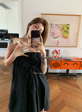 THREE GOOOD殷三吉 本期si服抹胸礼服连衣裙绵羊毛女时髦洋气裙子