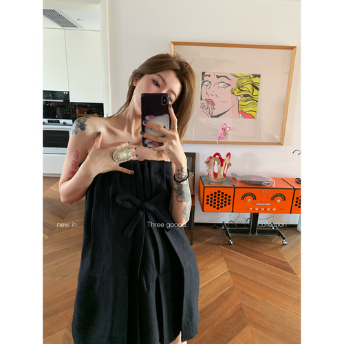 THREE GOOOD殷三吉 本期si服抹胸礼服连衣裙绵羊毛女时髦洋气裙子