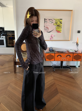 THREE GOOOD殷三吉 时髦定义 低腰慵懒休闲西装阔腿裤女冬休闲裤