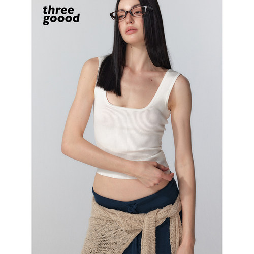 THREEGOOOD方领针织显瘦背心