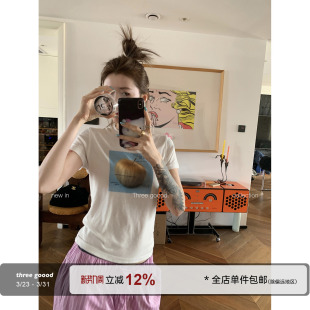 通勤舒适 莱赛尔亚麻创意苹果印花T恤 THREE GOOOD殷三吉夏日清爽