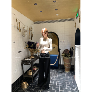 直筒微阔 解构设计感双腰头层次双叠穿梭织裤 THREE GOOOD殷三吉