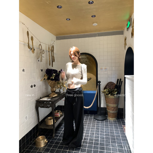 双腰头层次双叠穿梭织裤