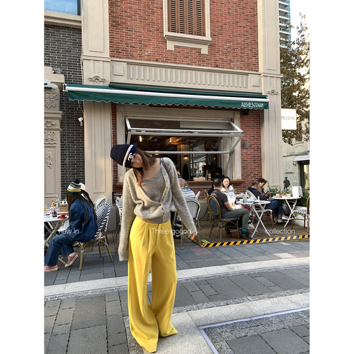 毛呢直筒阔腿休闲裤保暖神裤