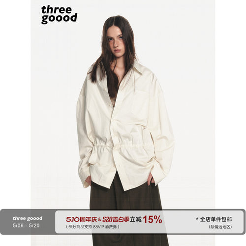 THREEGOOOD衬衫收腰连衣衬衫裙